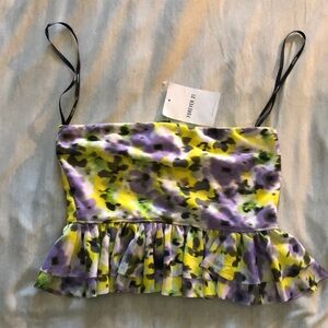 Forever 21 Floral Camisole - Purple and Yellow